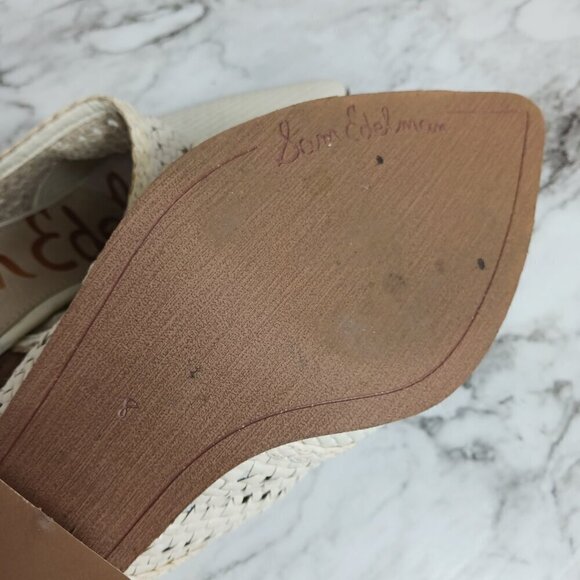 SAM EDELMAN Lillianna Slip-On Leather Heel Mules Ivory Pointed Toe women's sz.8 - Picture 11 of 11